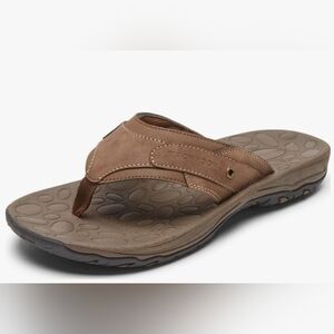 Rockport Mens Hayes Faux Leather Slip-On Flip-Flops